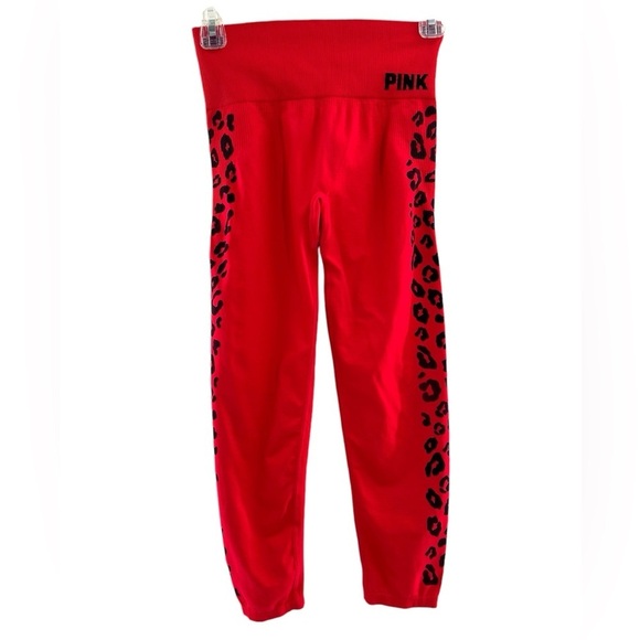 Victoria’s Secret PINK Cool Comfy Red Cheetah Print Leggings - Picture 1 of 6
